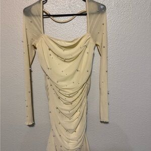 Elegant Cream Long Sleeve Dress